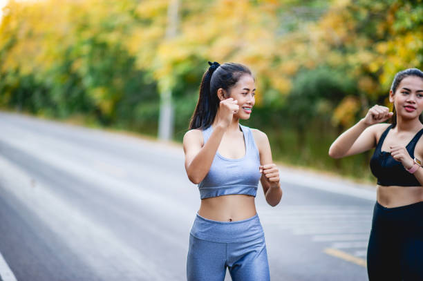 istock Women exercise happily for good health. Exercise concept 1217373046