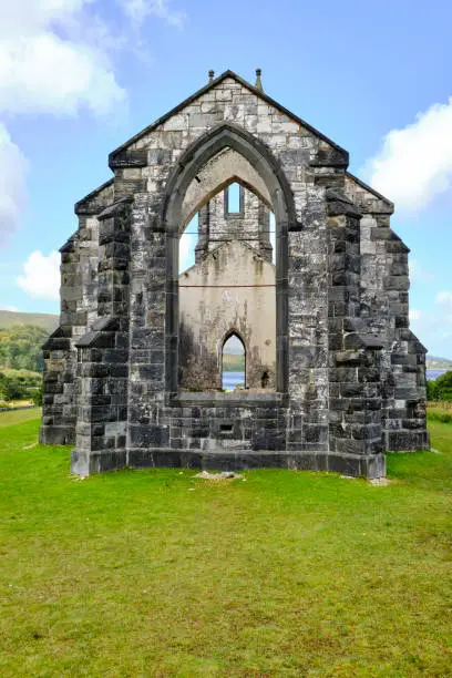 Photo of The ruins of Dunlewey Church, located in Poisoned Glen, County Donegal, Ireland
