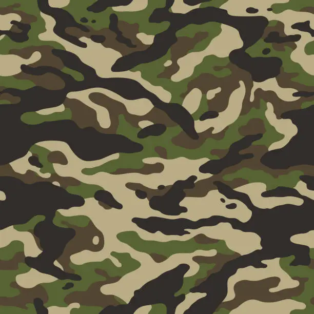 Vector illustration of forest camouflage seamless pattern