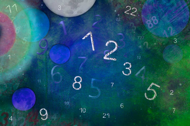 istock Full moon and numbers around it, numerology 1217385487