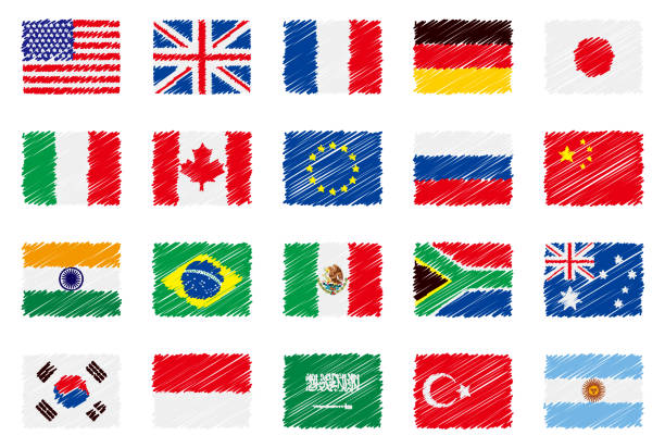 ilustracja flag / flagi g20 - saudi arabia argentina stock illustrations
