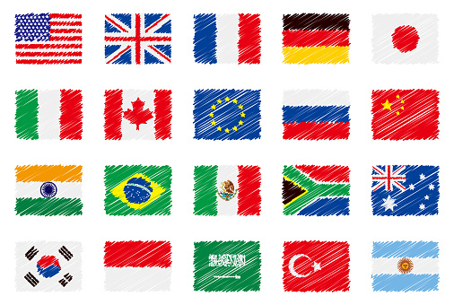 Illustration of flags / G20 flags