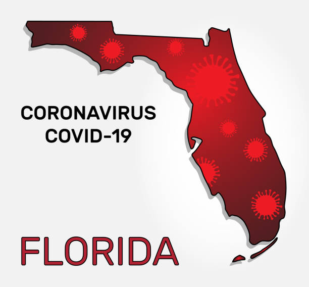 Map Of Florida State And Coronavirus Infection Stock Map Of Florida State And Coronavirus Infection 