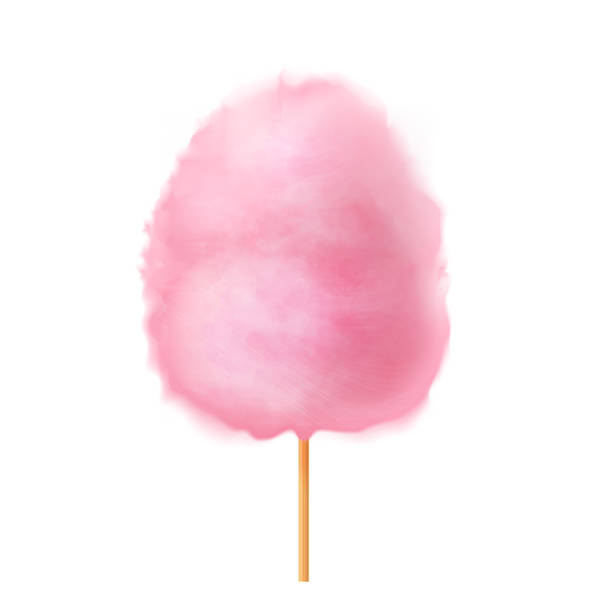 Cotton candy. Realistic pink cotton candy on wooden stick. Summer tasty and sweet snack for children in parks and food festivals. 3d vector realistic illustration isolated on white background Cotton candy. Realistic pink cotton candy on wooden stick. Summer tasty and sweet snack for children in parks and food festivals. 3d vector realistic illustration isolated on white background. candyfloss stock illustrations