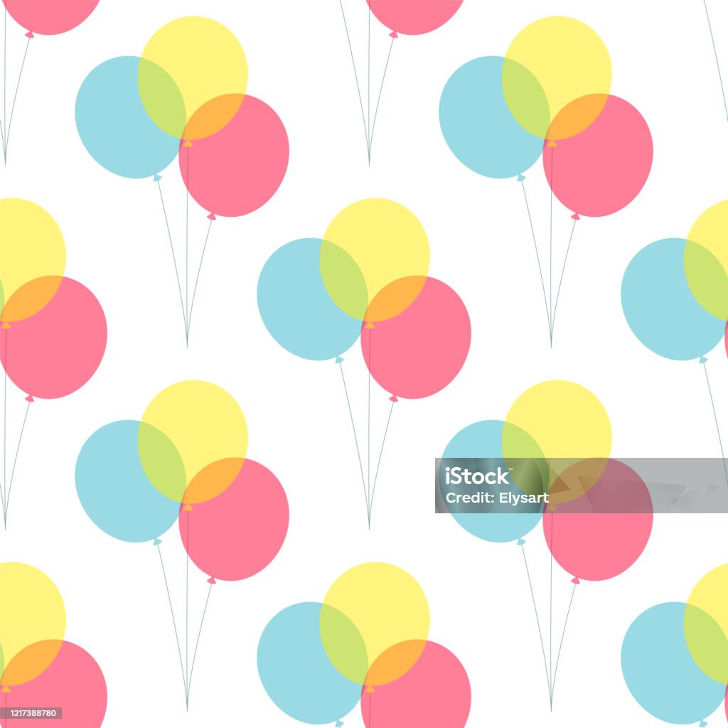 Balloon Party Vector Pattern Party Balloons Simple Vector Pattern Isolated On White Background Stock ...