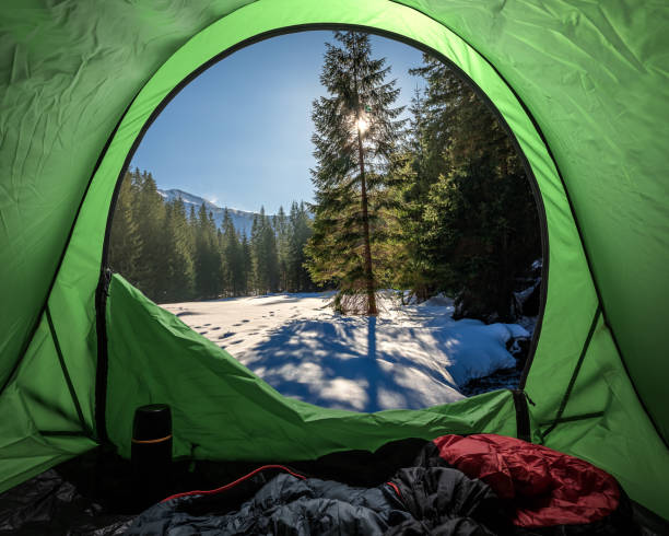 istock View from tent to Koscieliska valley in winter 1217389648