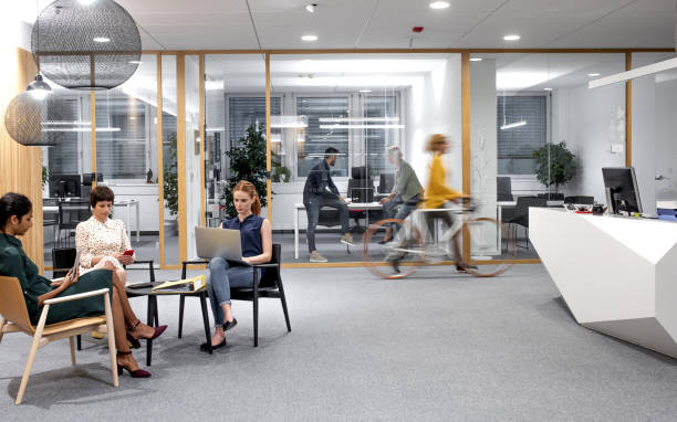 istock Business people sitting in the lobby 1217390901