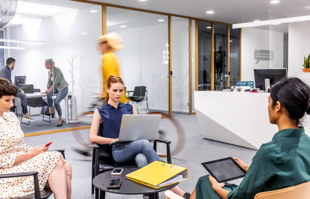 istock Business people sitting in the lobby 1217390910