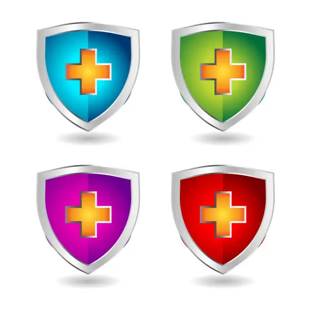 Vector illustration of Shield badge icons set.