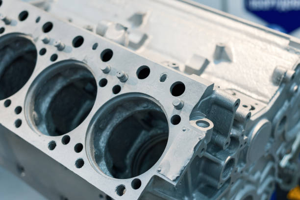 istock Gray metal cylinder block engine. The basic part of the internal combustion engine 1217395782