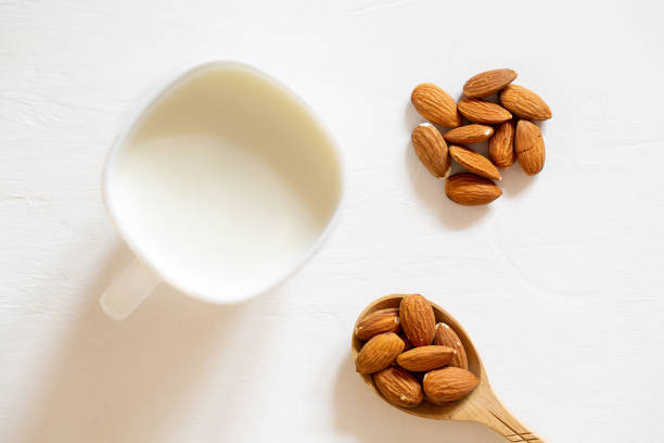 istock Almond seed milk in a glass bowl. 1217397314