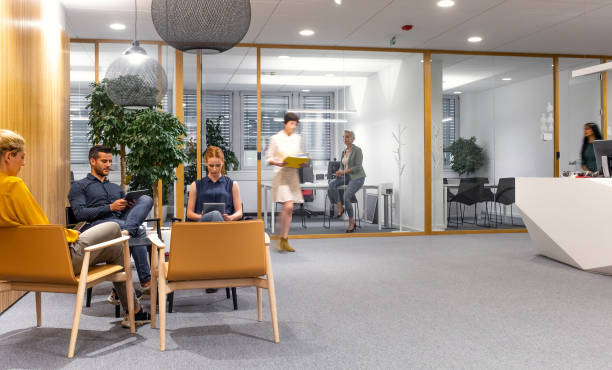 istock Business people sitting in the lobby 1217398042