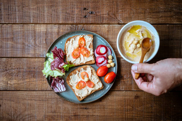 Breakfast with homemade hummus