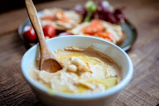 Perfect breakfast with homemade hummus