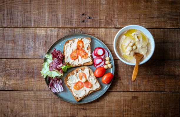 Breakfast with homemade hummus