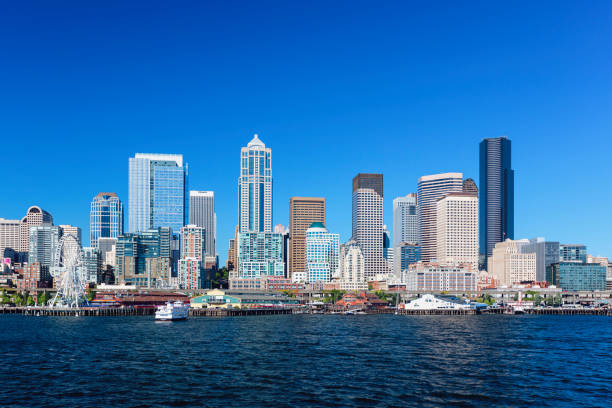 istock Skyline of Seattle downtown with Elliot bay , WA 1217403866