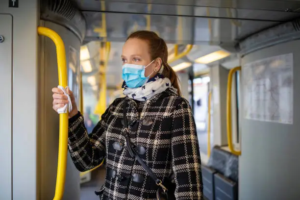 Photo of Woman with face mask travelling in metro during Covid-19 outbreak