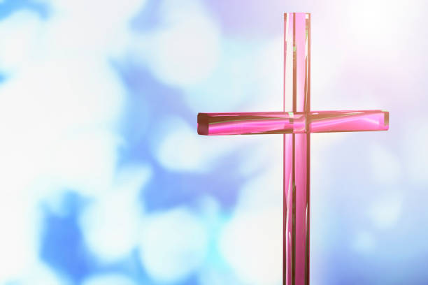 istock Christian cross on a bright background, concept of Easter and Christmas background 3D render 1217405948