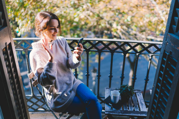 Woman talking on video call during pandemic