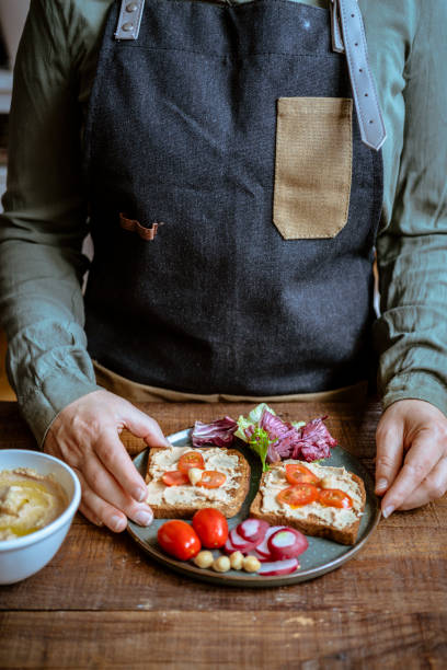 Breakfast with homemade hummus