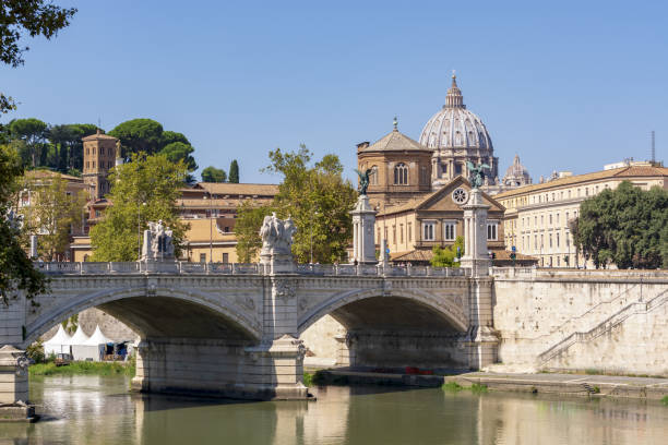 Saint Piter seen from the Tiber stock photo