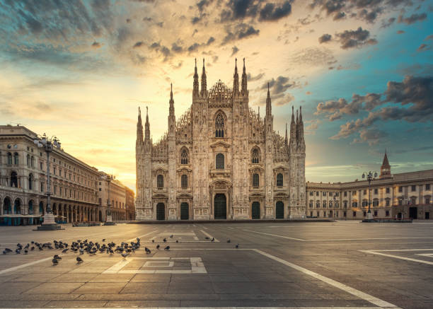 istock Duomo Milan gothic cathedral at sunrise 1217415558