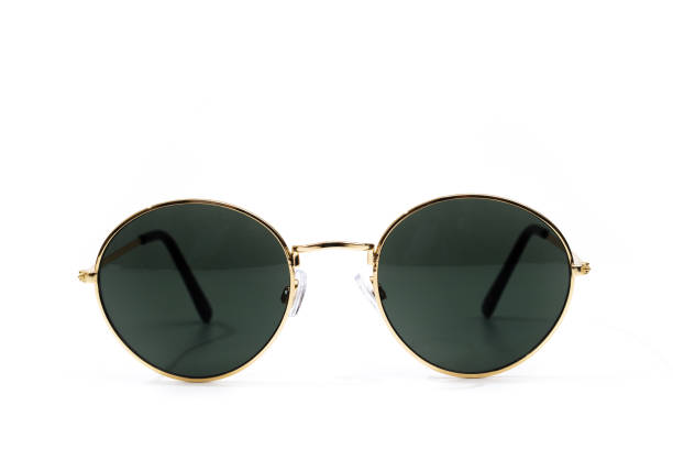 istock Black round sunglasses isolated on white background 1217417351