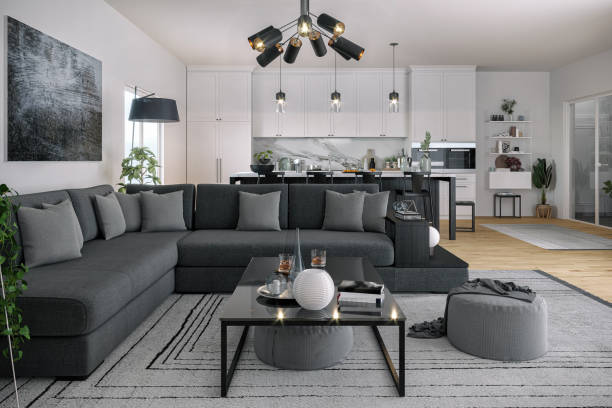 istock Modern Open Space, Kitchen and Living Room 1217417403