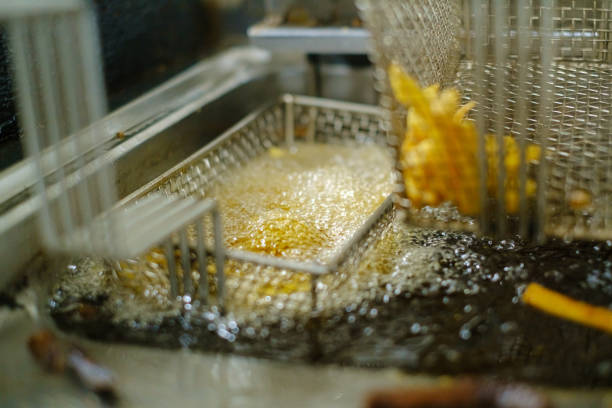 French fries in deep fryer