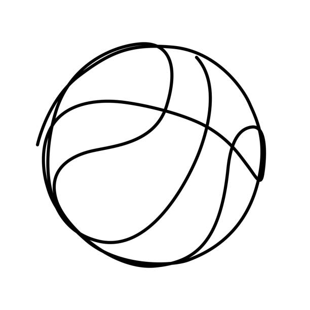ilustrações de stock, clip art, desenhos animados e ícones de one line art basketball ball vector illustration - bola de basquetebol ilustrações