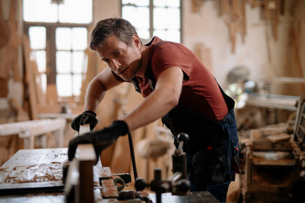 istock Young handsome carpenter stock photo 1217420409