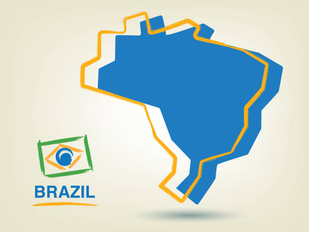 карта бразилии стилизованная - бразилия stock illustrations