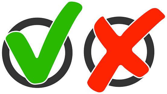 green check and red cross