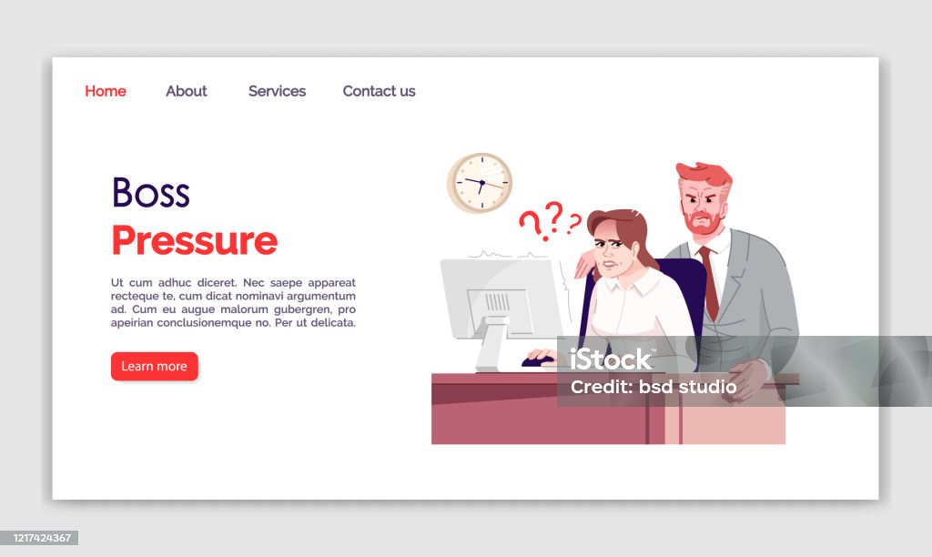 Boss Pressure Landing Page Vector Template Everyday Stress Interface Idea Flat Illustrations Workplace Homepage Layout Demanding Boss Nervous Worker Web Banner Webpage Cartoon Concept Stock Illustration - Download Image Now - iStock