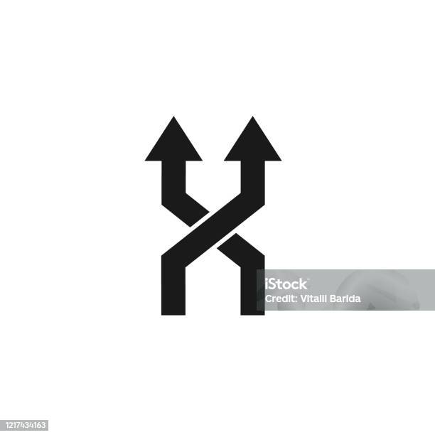 Branching Sign Branching Arrow Flat Vector Stock Illustration - Download Image Now ...