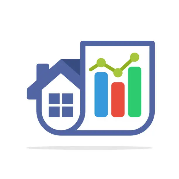 Vector illustration of Illustration icons, a combination of home & sales statistics reports.