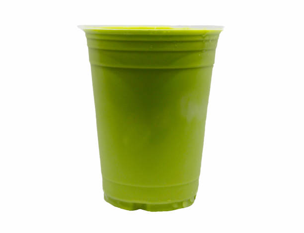 iced green tea milk with no ice  in white background