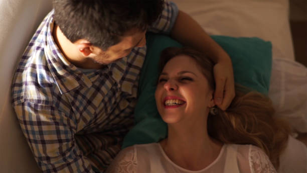 istock Couple in affection moment at home 1217443509