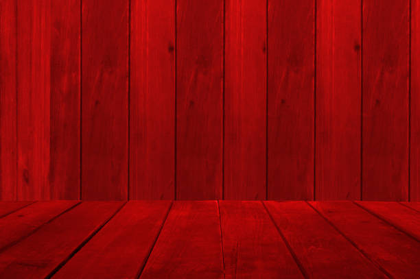 Empty display. Background and table of red wooden planks.