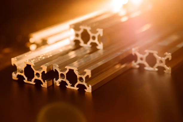 istock v slot aluminum profile lies on a black table, work surface with a bright lantern. how to assemble a cnc machine do it yourself 1217447924