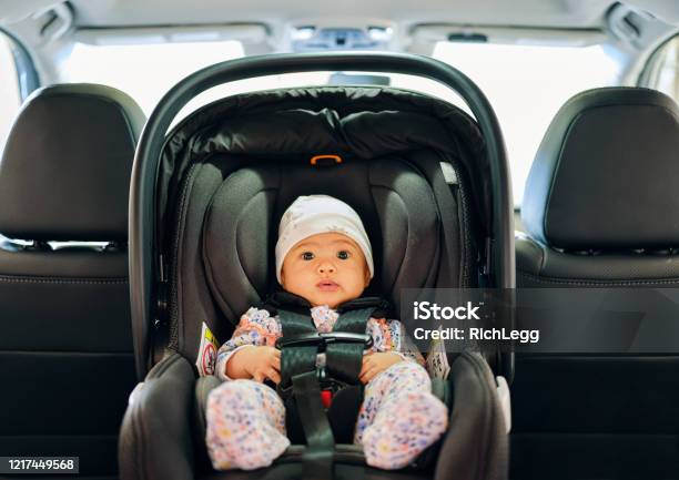 Baby In A Carseat Stock Photo - Download Image Now - Car Safety Seat, Baby - Human Age, Car