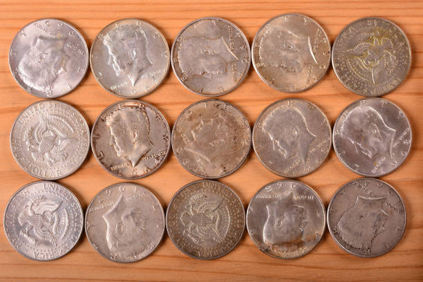istock Numismatic Background of USA Silver Half Dollars 1217453163