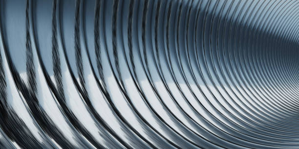 istock Pattern consisting of silver metallic arches. repetitive round shapes. Modern design with curved lines. Abstract architectural 3d render illustration 1217461612