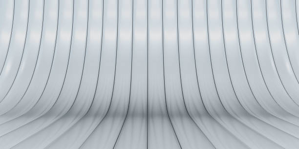 istock Pattern consisting of white metallic arches. repetitive round shapes. Modern design with curved lines. Abstract architectural 3d render illustration 1217461694