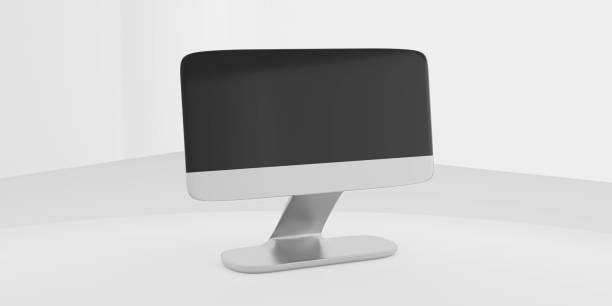 istock Computer Monitor LCD LED Displayon white office table desk 3d render illustration 1217463614