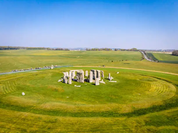 Aerial view of Stonehenge in summer, England
