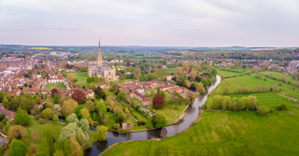 istock Aerial view of Salisbury cathedral in spring 1217464705