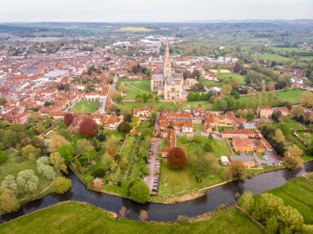 istock Aerial view of Salisbury cathedral in spring 1217464710