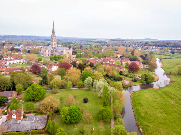 istock Aerial view of Salisbury cathedral in spring 1217464717