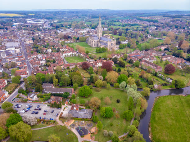 istock Aerial view of Salisbury cathedral in spring 1217464735